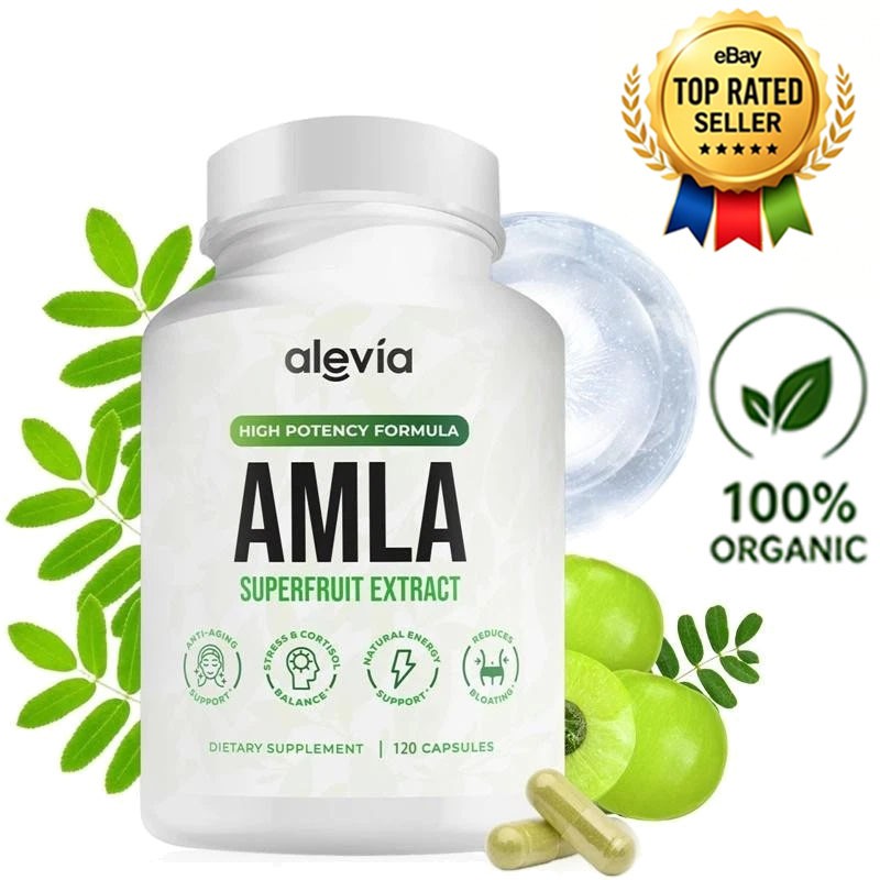 Alevia Organic Amla Capsules 1000mg Indian Gooseberry Antioxidant Supplement 60c