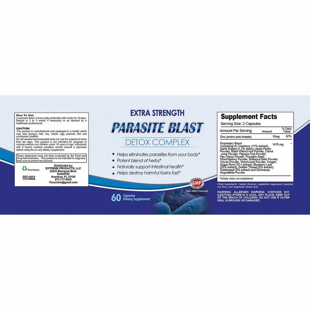 Candida Cleanse Gut Detox Immune Health & Parasite Blast Intestinal Supplements
