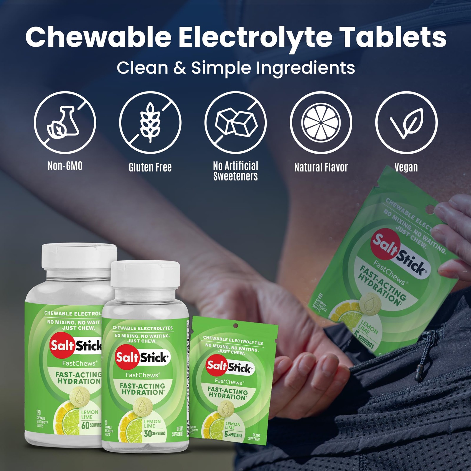 Electrolyte FastChews – 60 Count Lemon Lime Flavor – Chewable Electrolyte for…