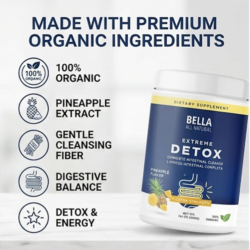 2-Pack Bella All Natural Extreme Detox Intestinal Cleansing Formula Pineapple