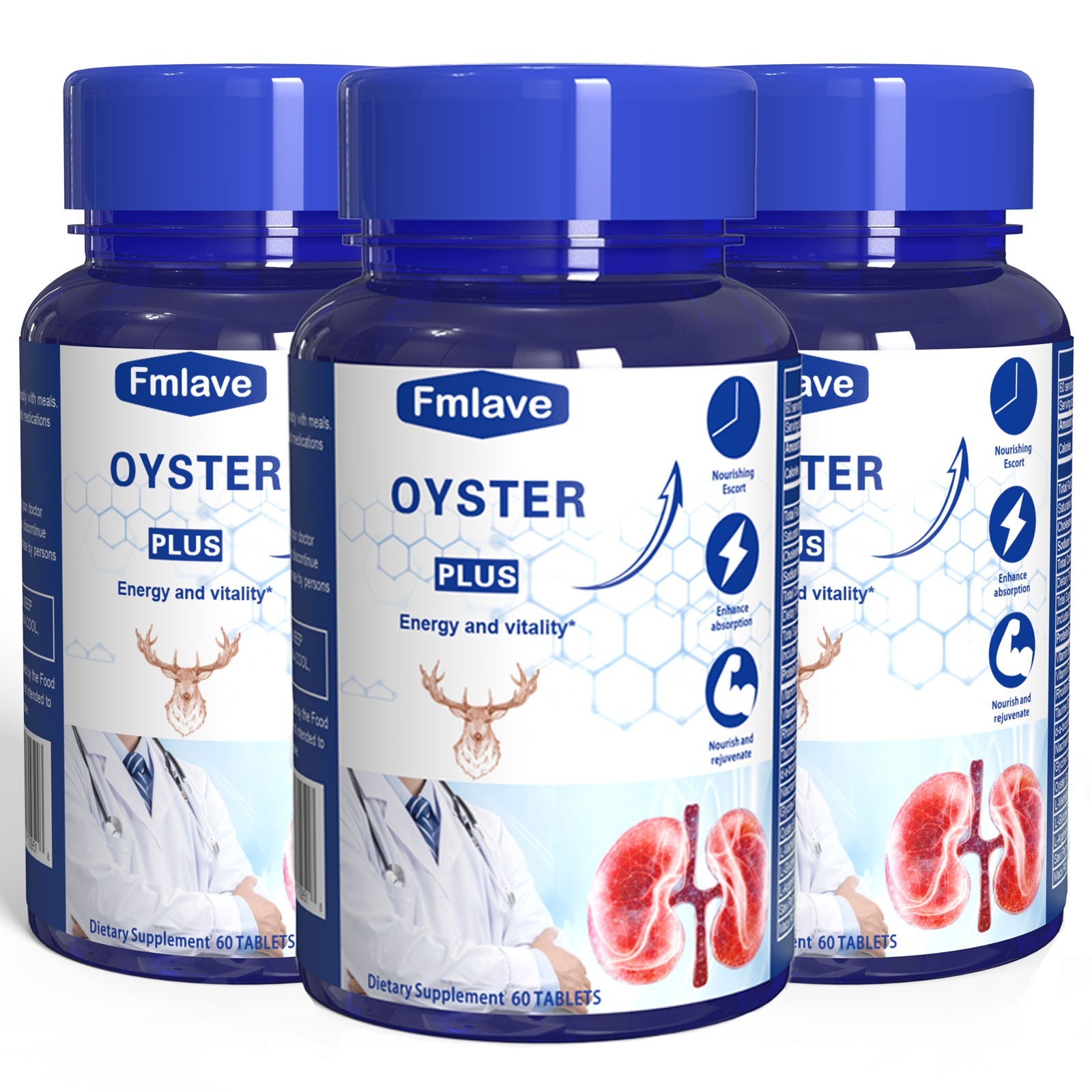 3X Oyster Extract Supplement Support Male Energy & Vitality Kidney Healthy 180ct