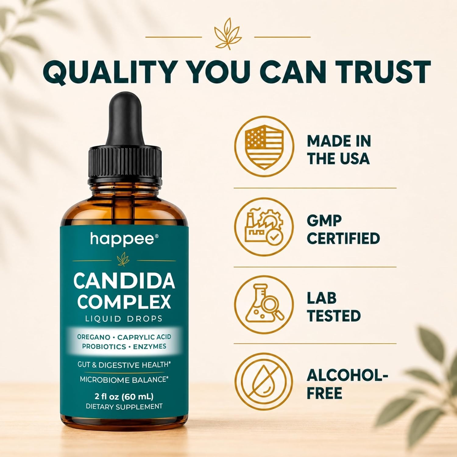 Candida Cleanse Drops Digestive, Gut & Oral Candida Support Supplement for Women