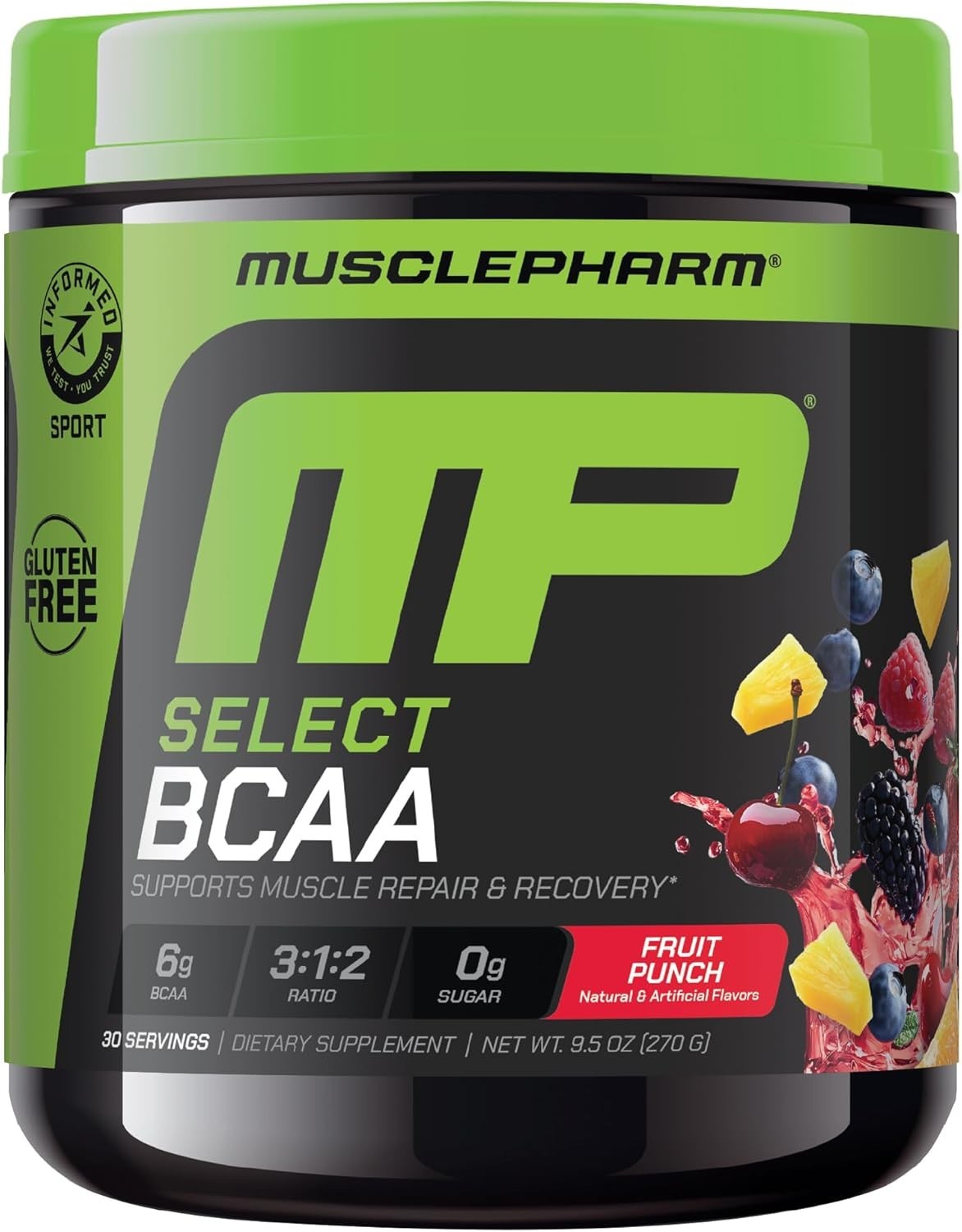 Muscle Recovery BCAA Drink – Fruit Punch Flavor, 9.1 oz Tub, Trusted by Athletes