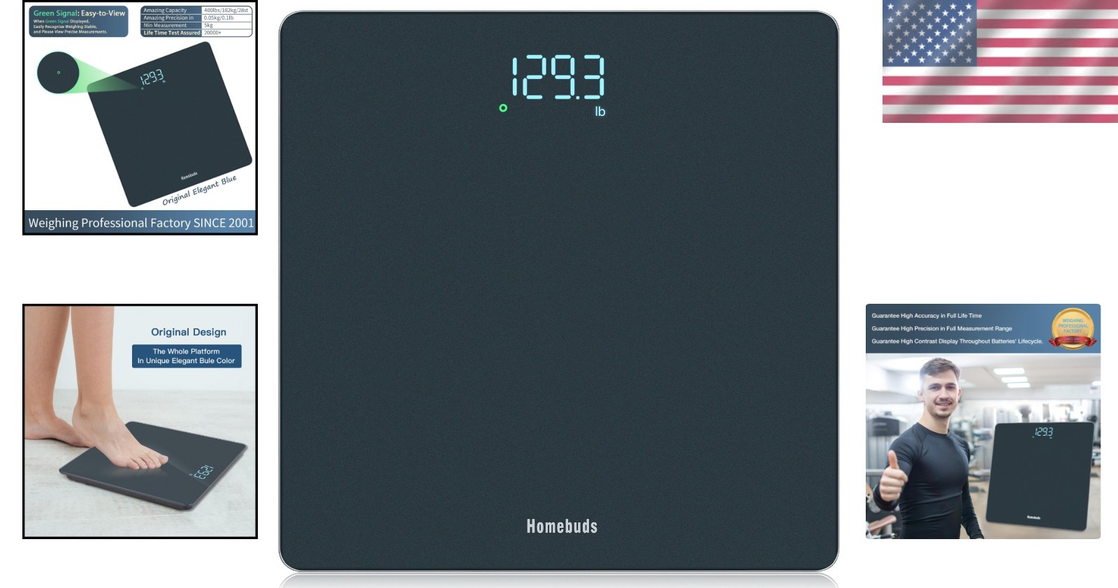 High Precision 0.1lb Bathroom Scale with LED Display – Elegant Blue Design