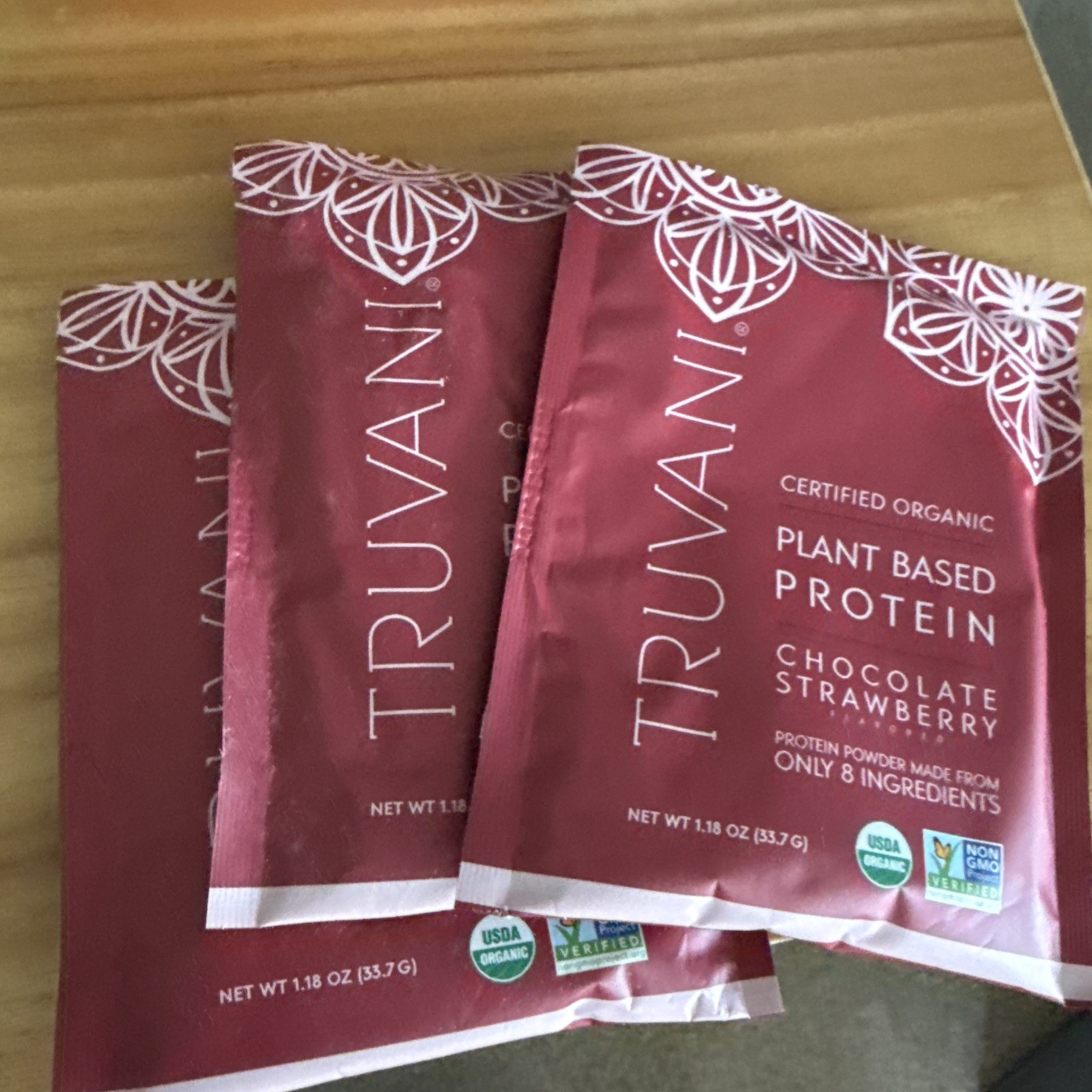 Truvani Plant Based Protein 3 Chocolate Strawberry Single Serving X3