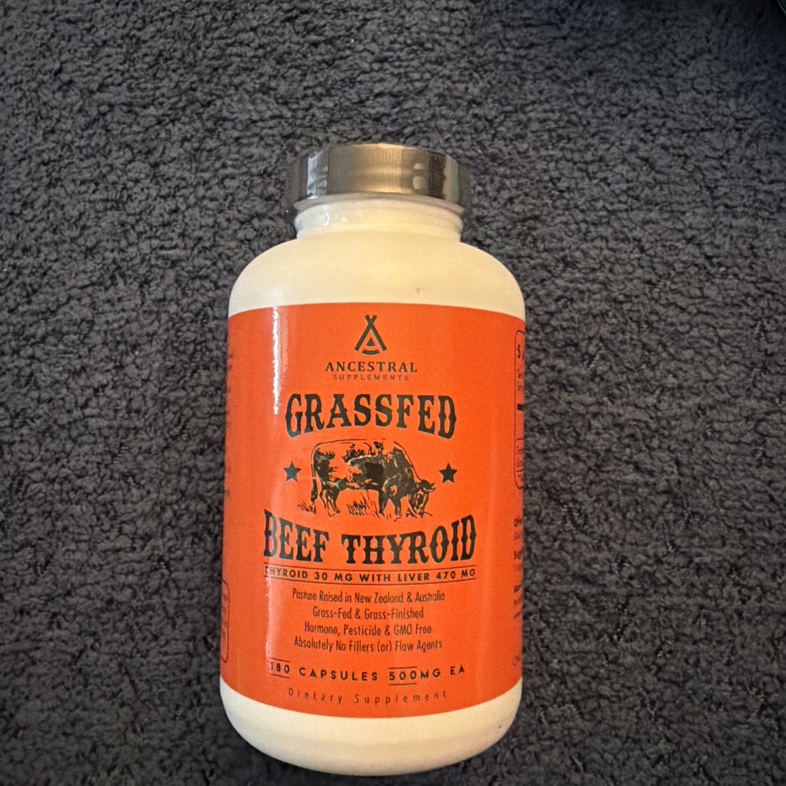 Ancestral Supplements Grass Fed Beef Thyroid 500 mg 180 Caps