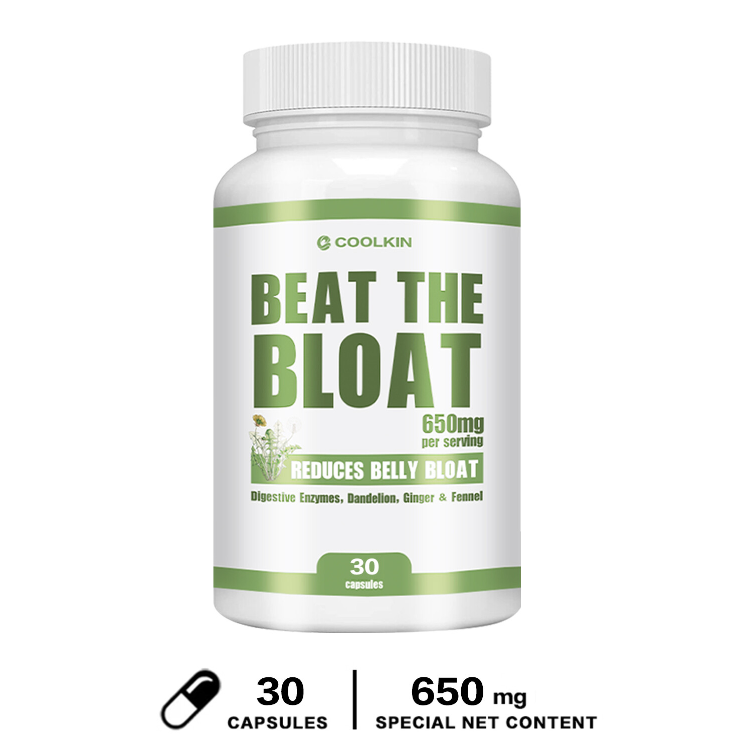 Beat The Bloat- Digestive Enzyme, Dandelion, Gas,Constipation Relief, Gut Health