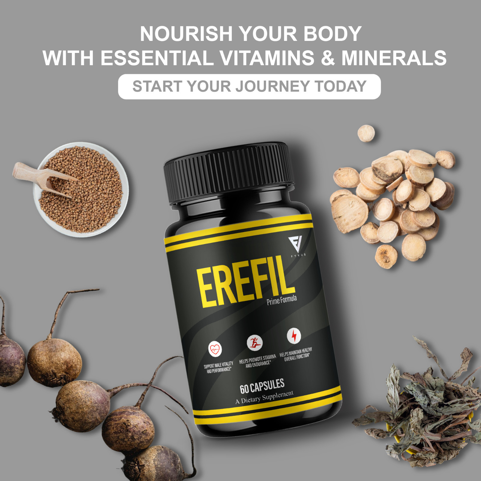 (3 Pack) Erefil Premium Performance Capsules, Erefill Supplement (180 Capsules)