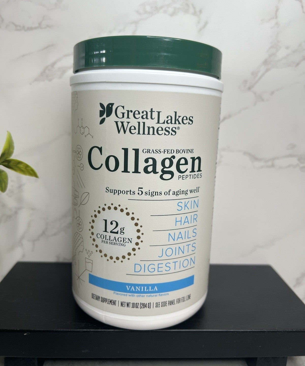 Great Lakes Wellness Collagen Peptides Vanilla Grass-Fed 10 oz 12g Exp 10/2028