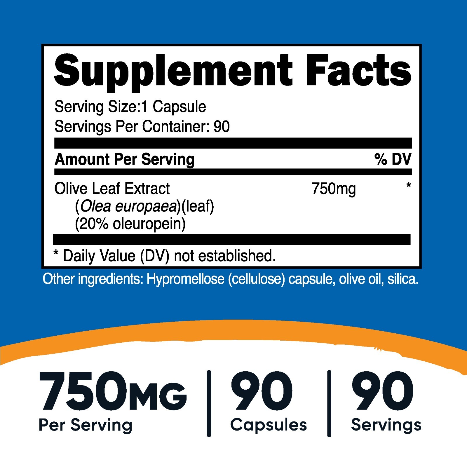 Nutricost Olive Leaf (20% Oleuropein) 750 MG, 90 Capsules – Non-GMO, Gluten Free