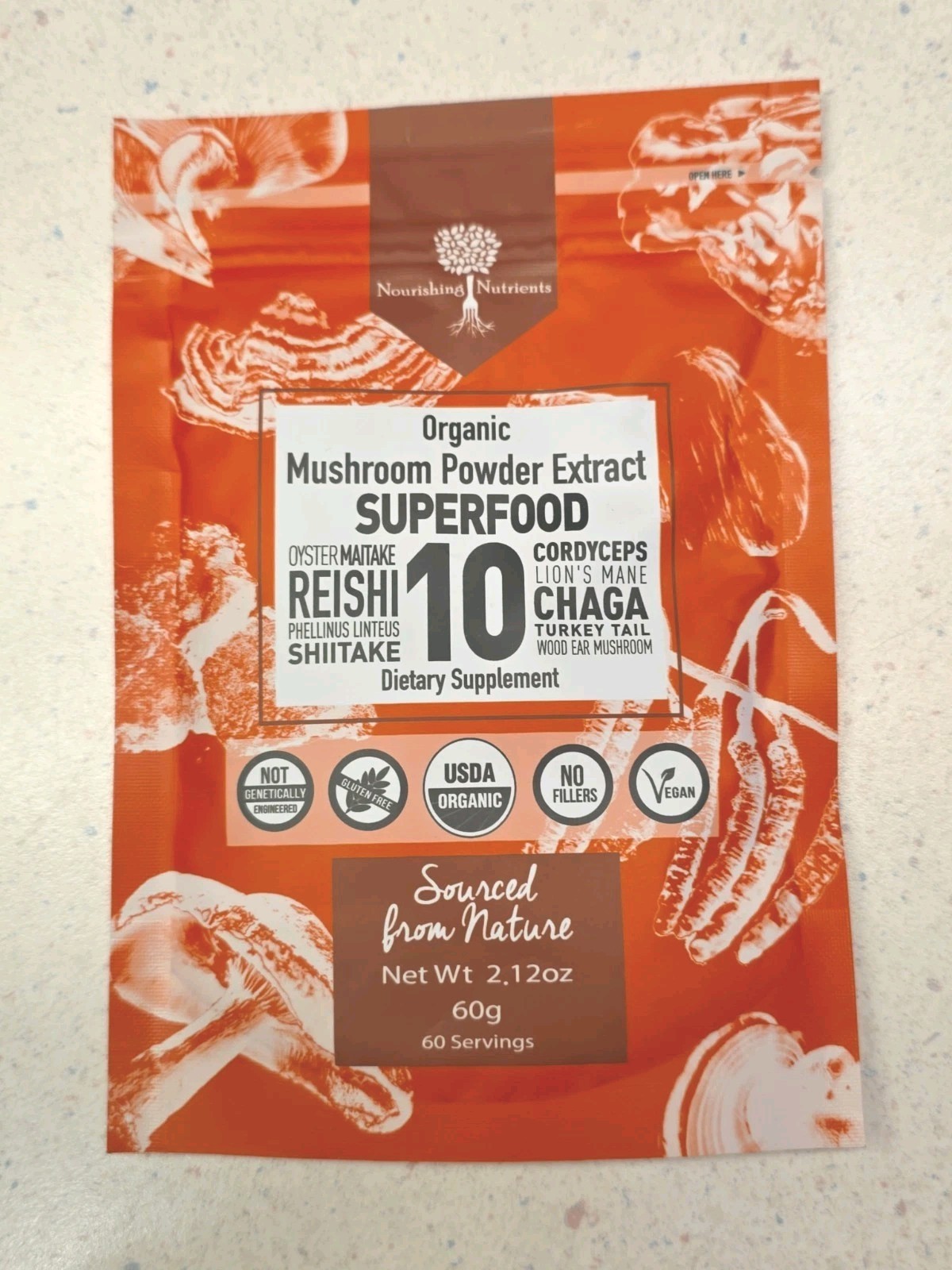 Organic 10 Mushroom Superfood Supplement Powder, Focus & Immune Support 09/2027
