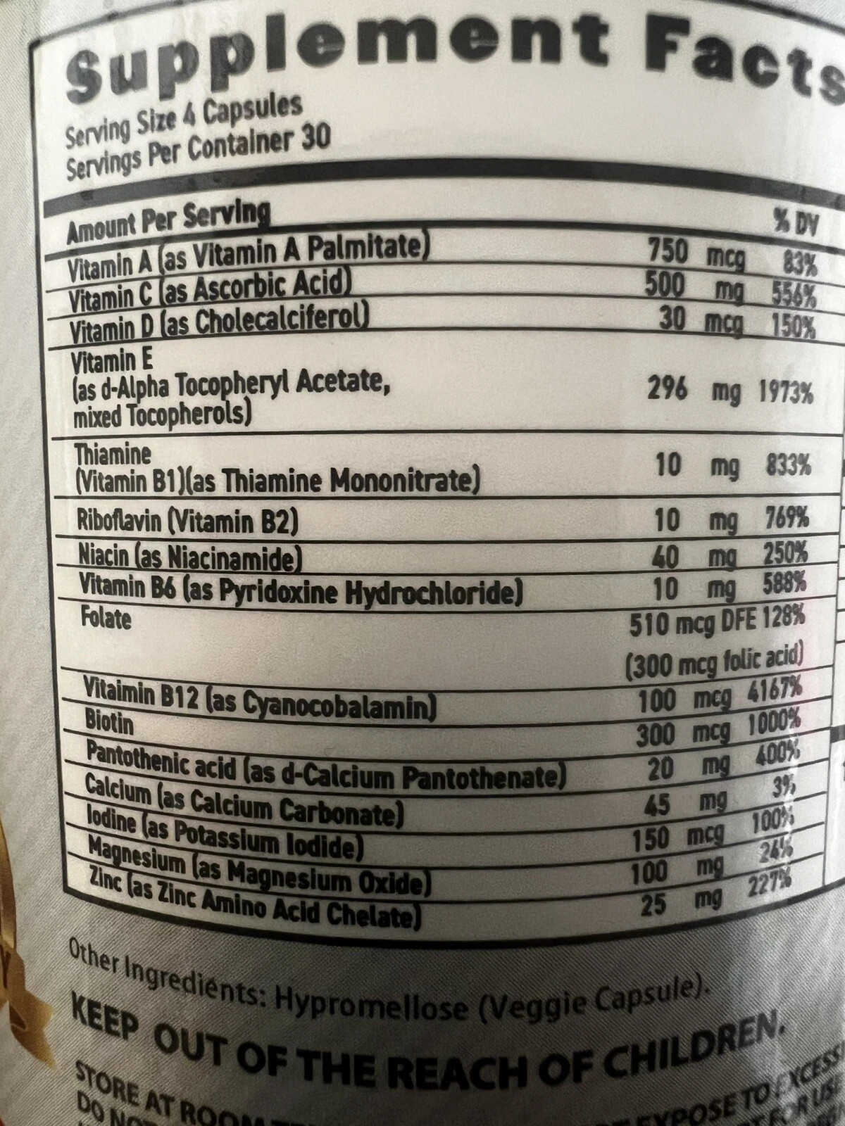 MaxiVision Whole Body Formula 120 Caps 1 Month Supply Macular & Whole Body 1/27