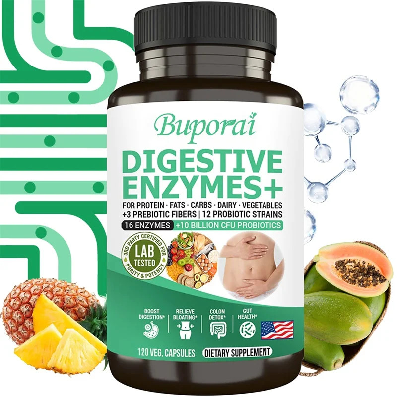 Digestive Enzymes+ 120pcs,Reduce Bloating,Promotes Intestinal & Digestion Health