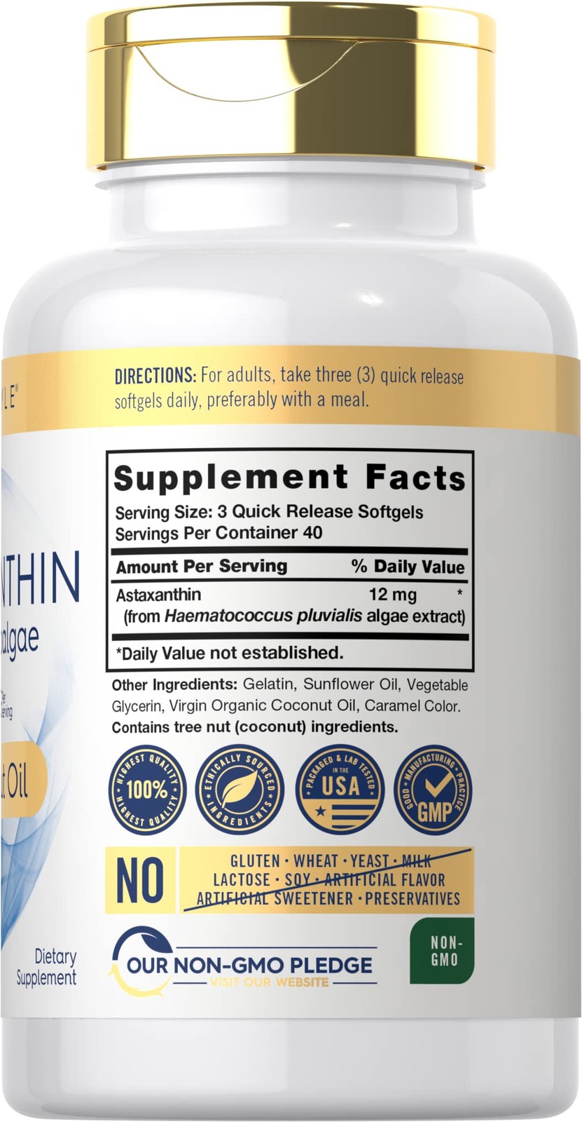Astaxanthin 12Mg Softgels | 120 Count | Non-Gmo Gluten Free