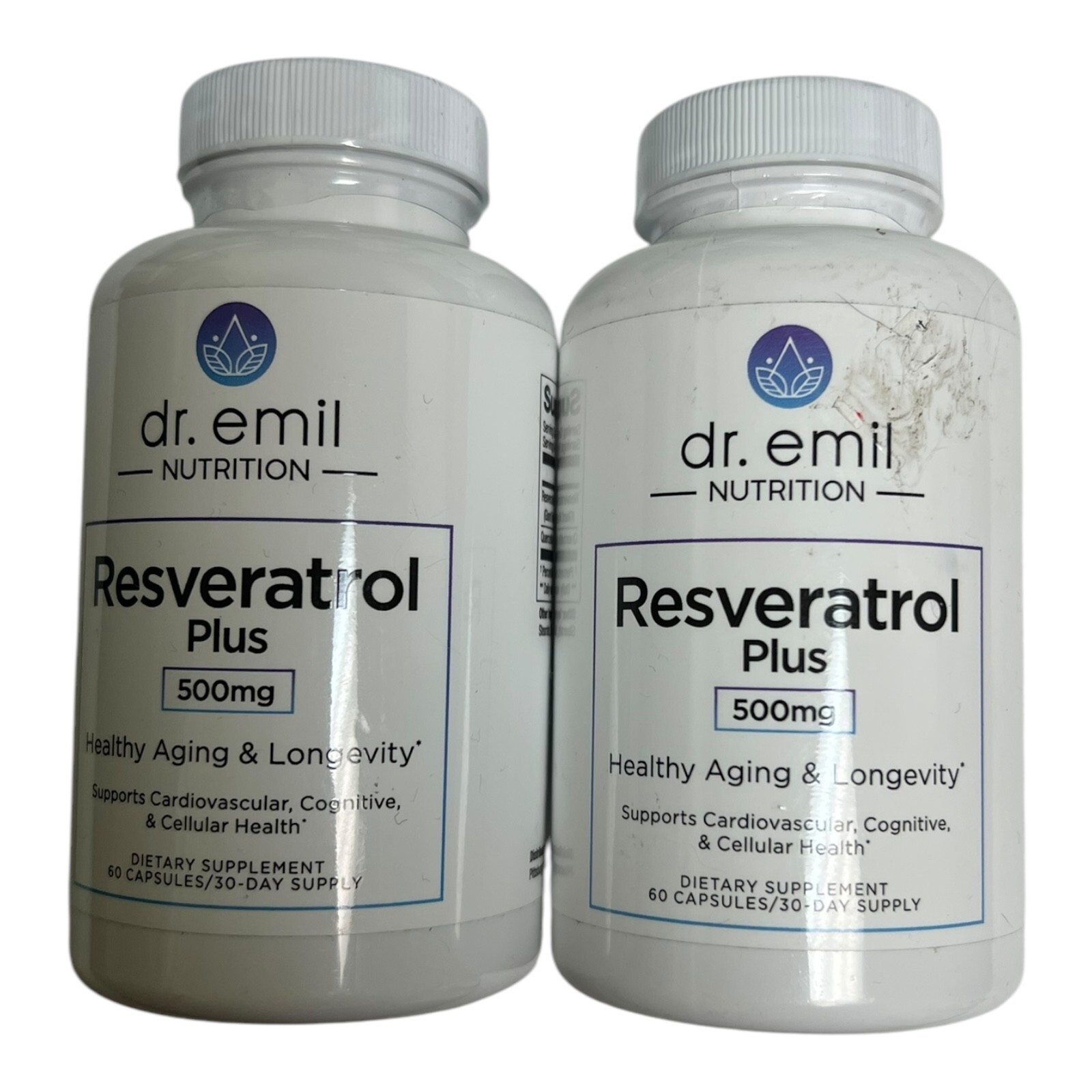 LOT OF 2 Dr. Emil Resveratrol Plus Dietary Supplement 500 mg 60 Capsule EXP07/25