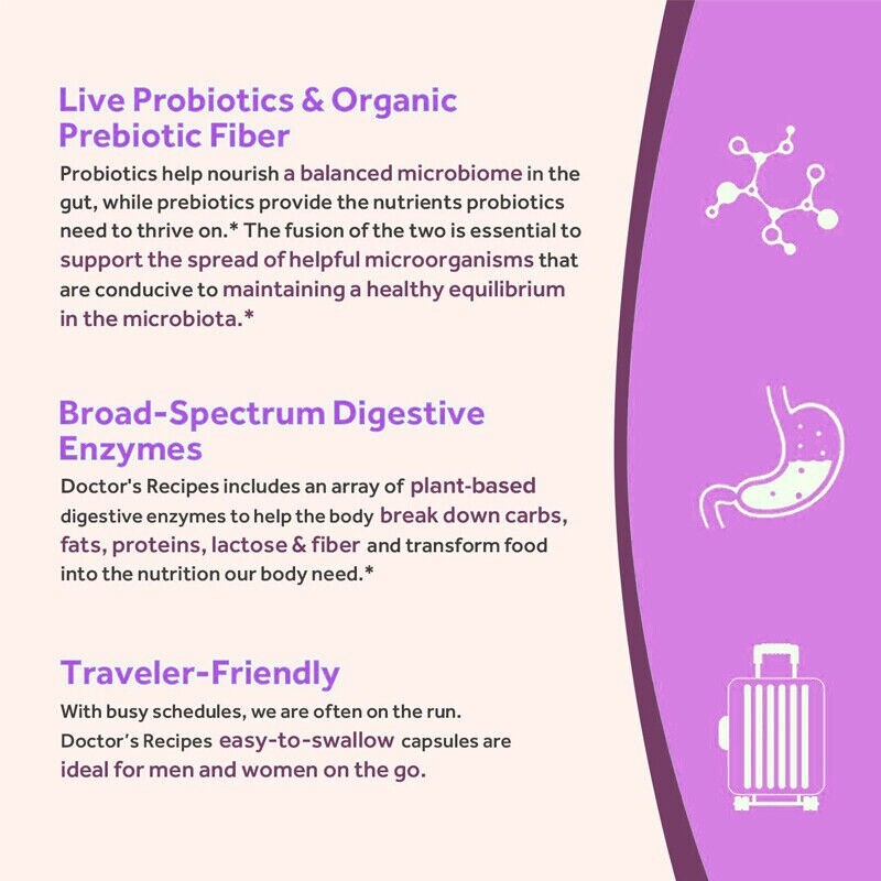 Probiotic Blend Supplement Promotes Energy Relieves Indigestion 120 Capsules