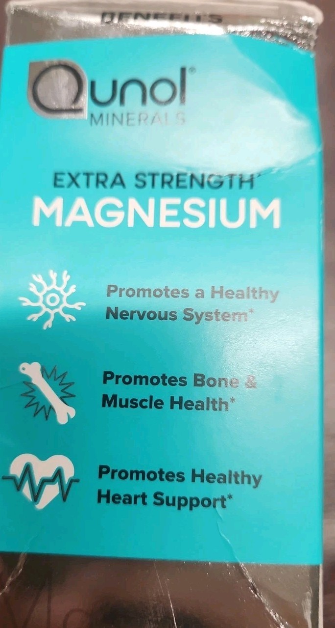 Qunol Minerals Extra Strength Magnesium, 420mg, 60 Capsules Exp 04/2027
