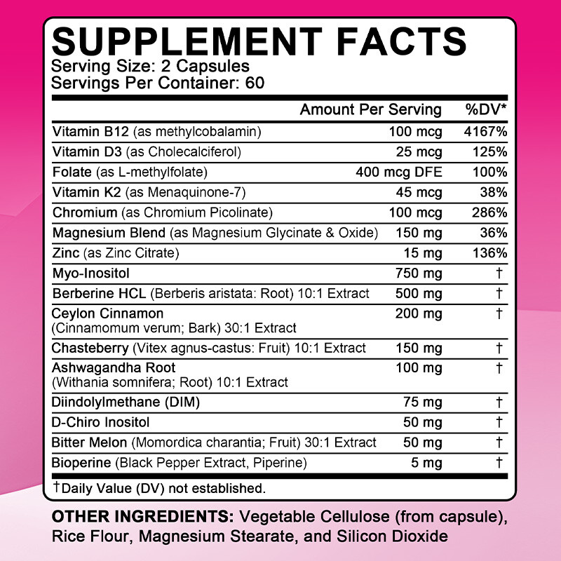 2-Pack Zoyava Myo-Inositol & D-Chiro Inositol 16-in-1 Berberine D3 Support 180ct