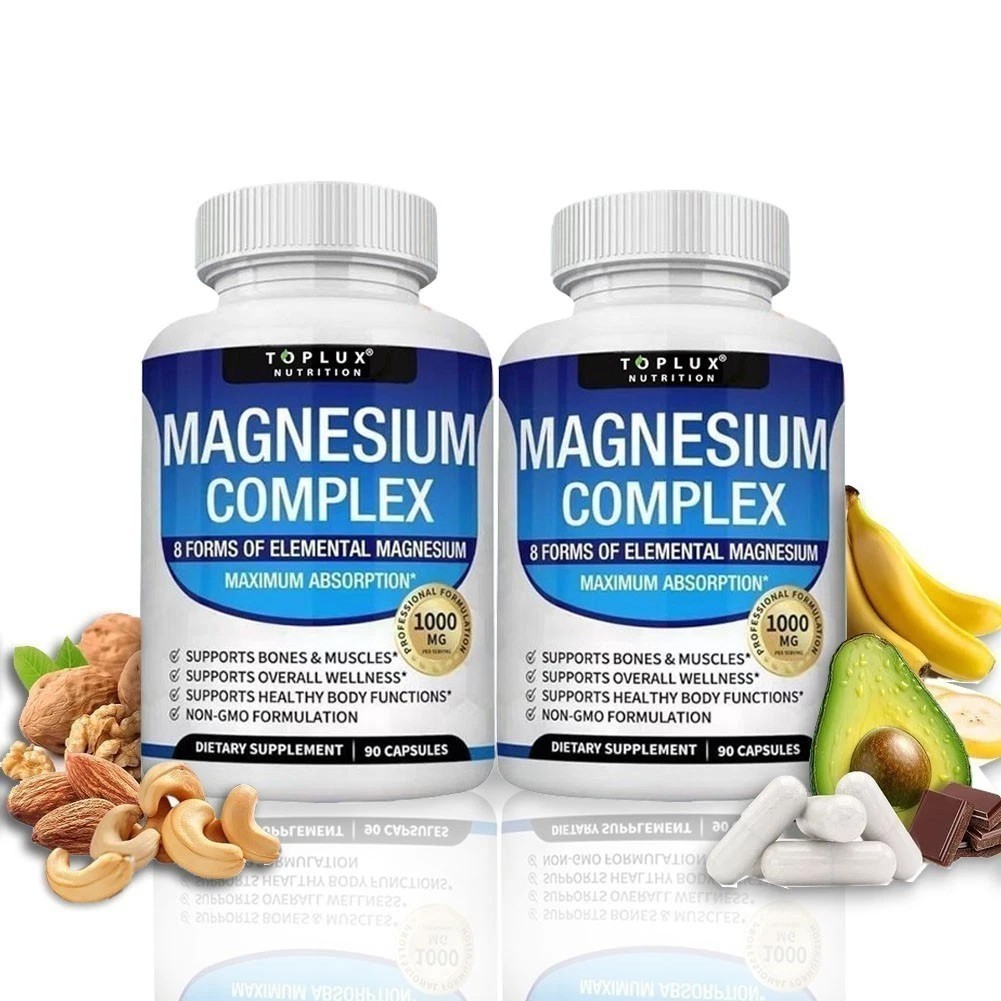 1~3x Magnesium Complex,1000mg of 8-element magnesium, Gluten Free Non GMO 90Caps