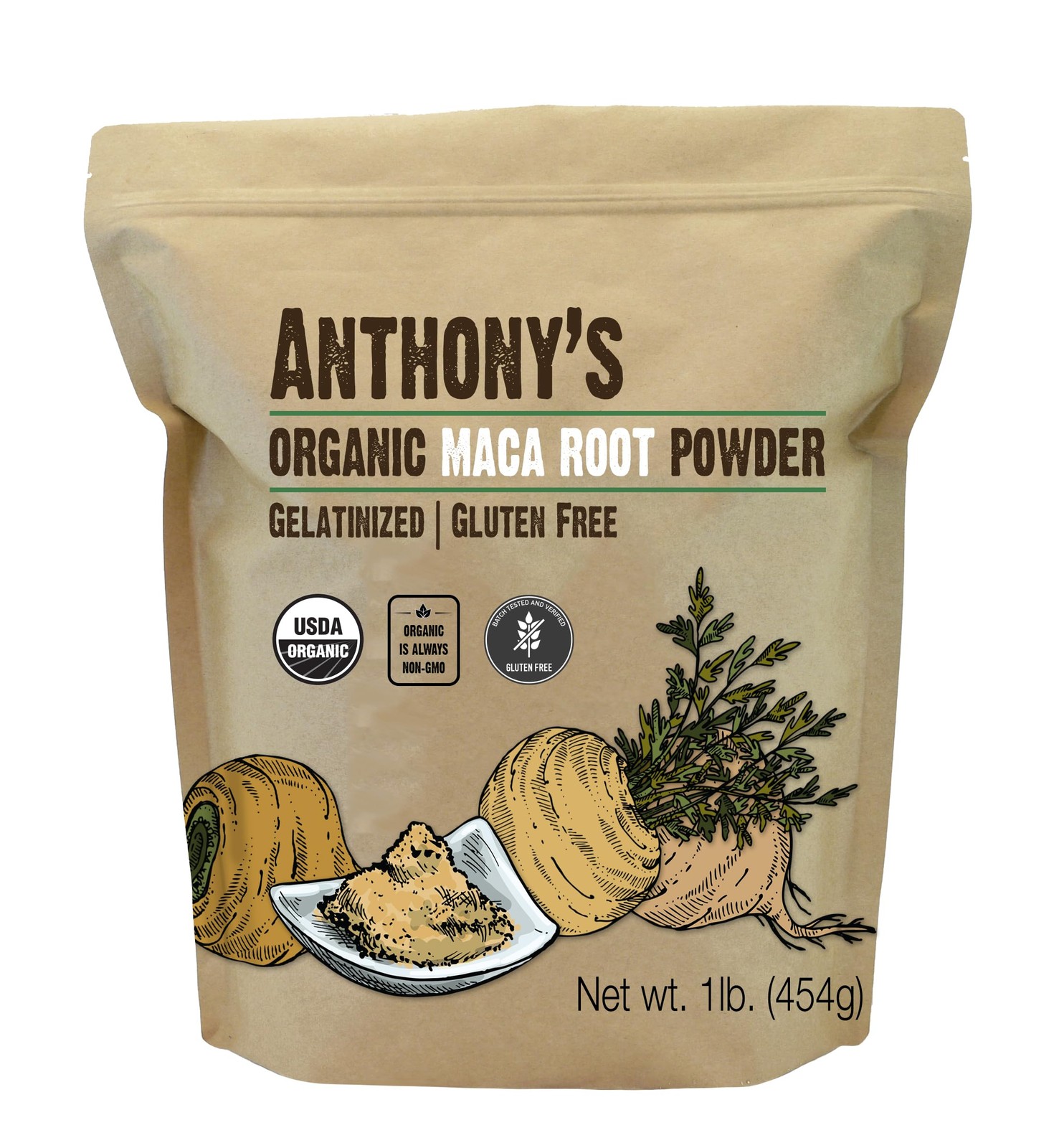 Anthony’s Organic Maca Root Powder, 1 lb, Gelatinized 16 Ounce (Pack of 1)