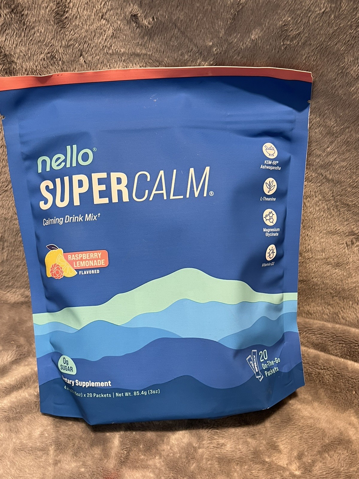 Nello Supercalm Powdered Calming Drink Mix Raspberry Lemonade 20 Ct Exp 11/26