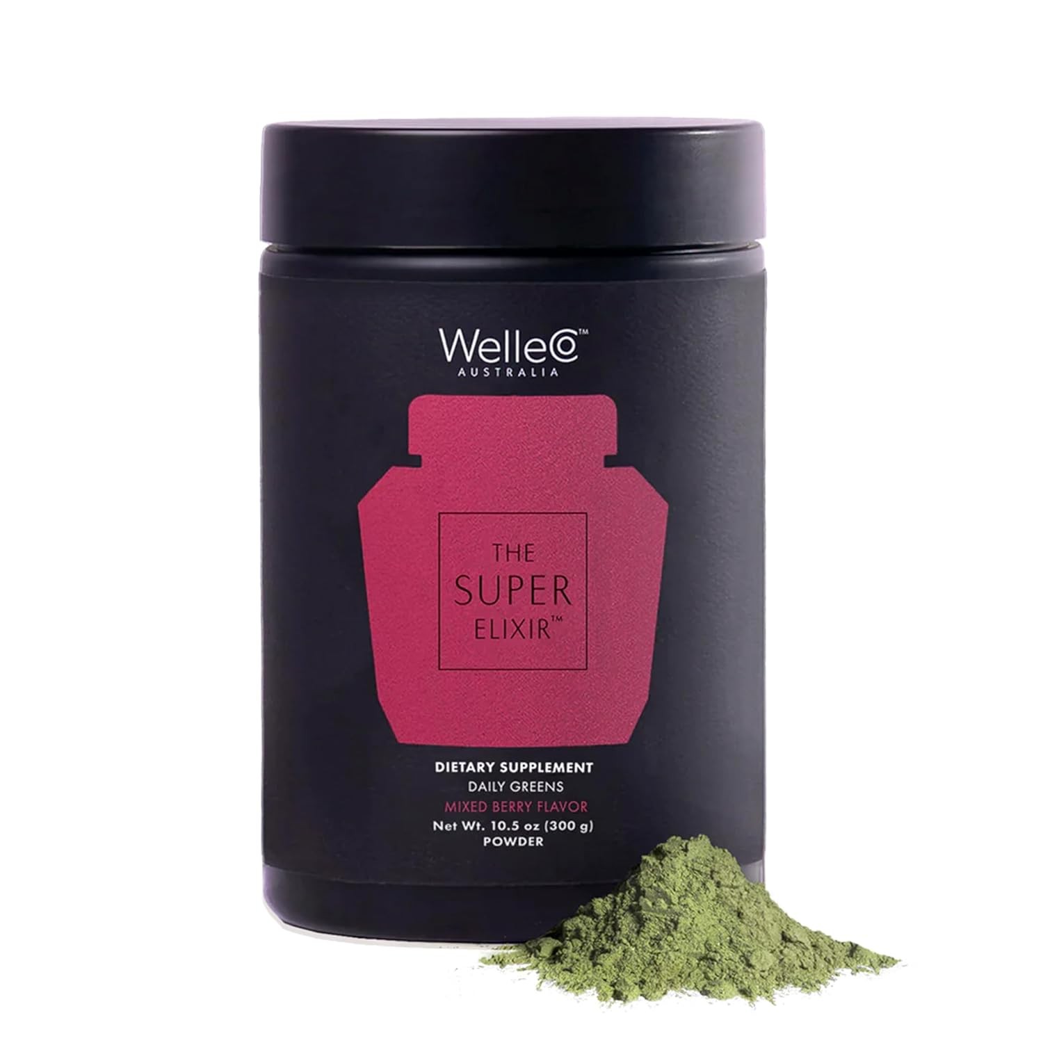 WelleCo The Super Elixir Daily Greens Powder, Probiotic Drink Mix with Whole F
