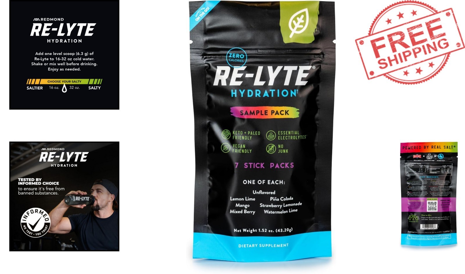 7 Stick Packs of Re-Lyte Electrolyte Drink Mix – Delicious Variety Flavors