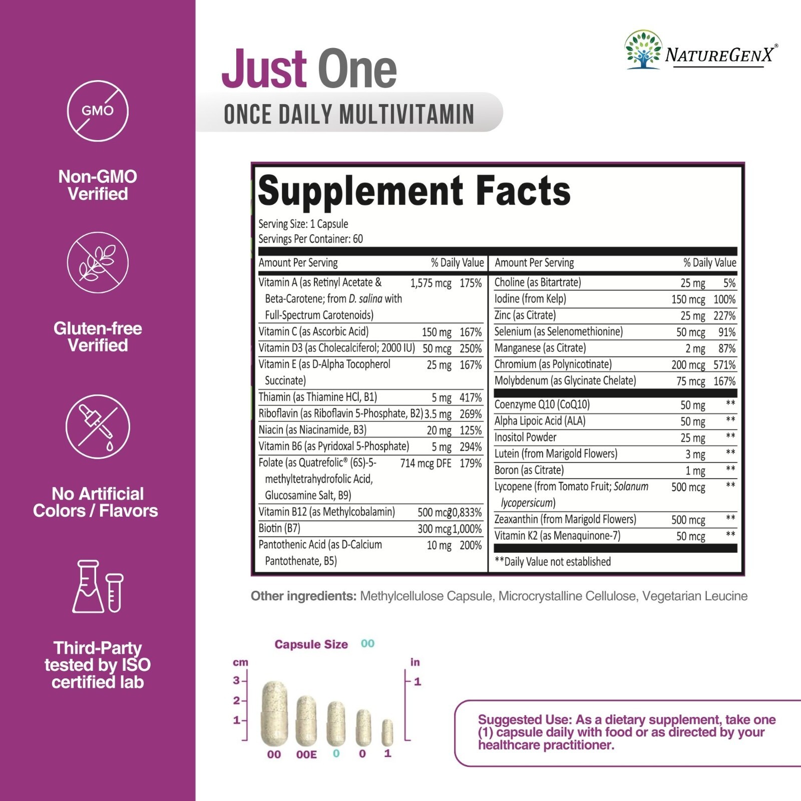 Just One Methylated Multivitamin for Women and Men, Methyl Folate MTHFR Support