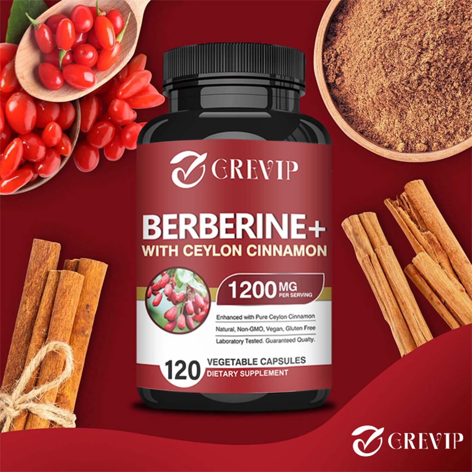 Berberine HCI + Ceylon Cinnamon 1200mg – Anti-inflammatory, Blood Sugar Support