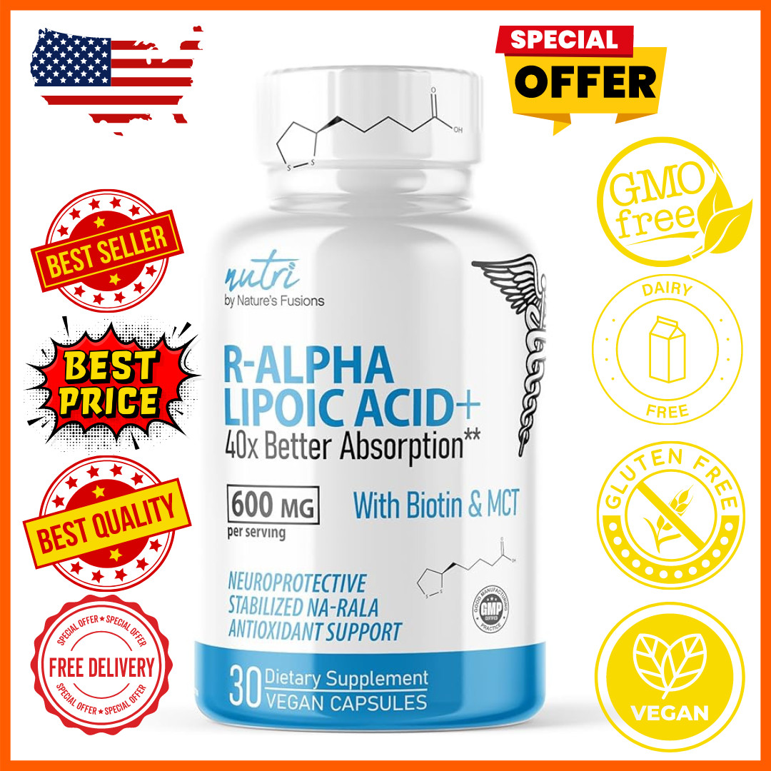 Nutri R Alpha Lipoic Acid 600Mg Capsules – R Lipoic Acid Stabilized with Biotin