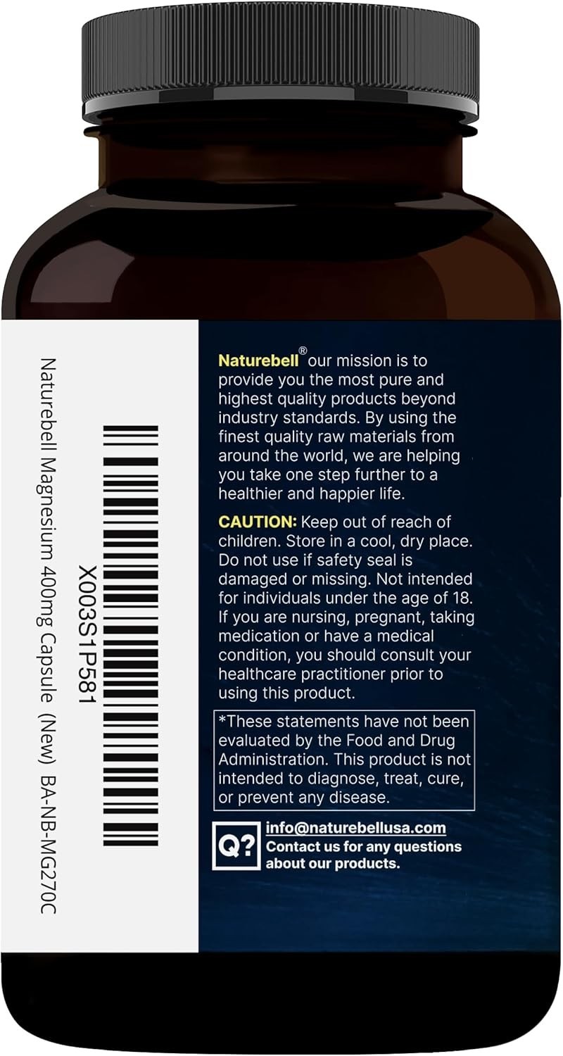 Glicinato De Magnesio De Maxima Potencia 400 Mg 270 Capsulas– 100% Chelated Max
