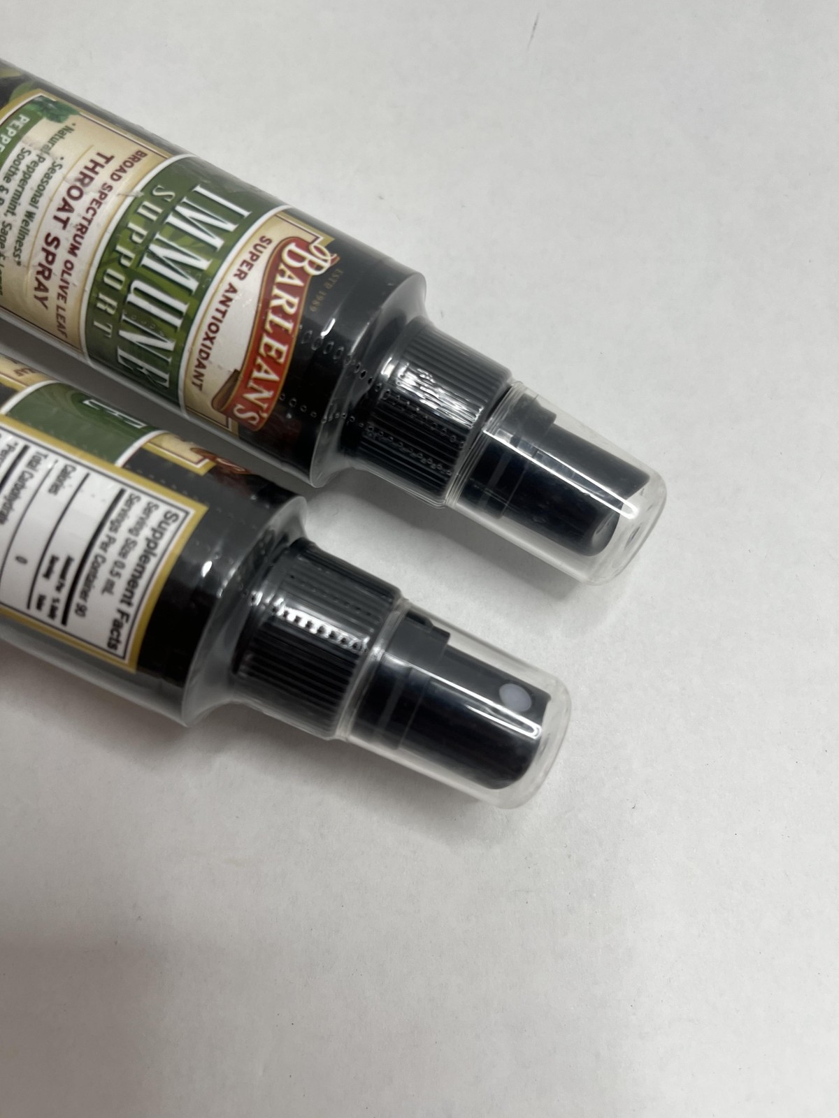 Barlean’s Immune Support 2pk Olive Leaf Throat Spray 1.5 oz Peppermint Exp 10/26