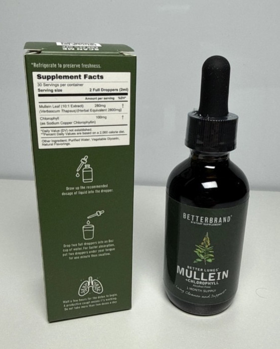Betterbrand BetterLungs Mullein Leaf Extract Support Lung Cleanse New Exp. 11/25