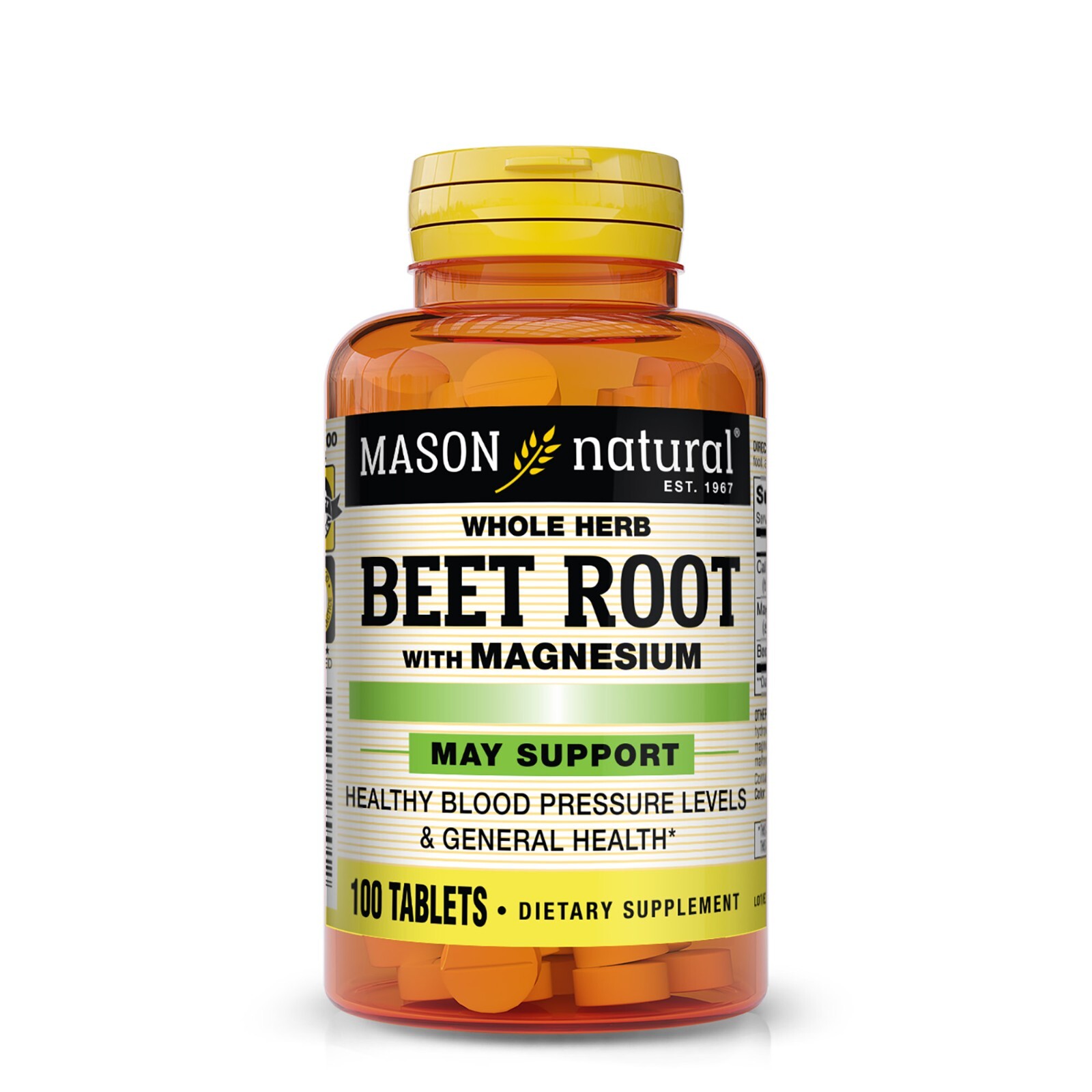 Mason Natural Beet Root w/ Magnesium. Healthy Heart and Blood Pressure 100 Tabs