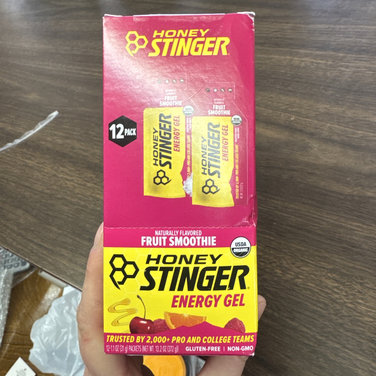 Z Honey Stinger Energy Gel Organic Fruit Smoothie 12 Pk Box 1.1 oz Ea Exp 2/27