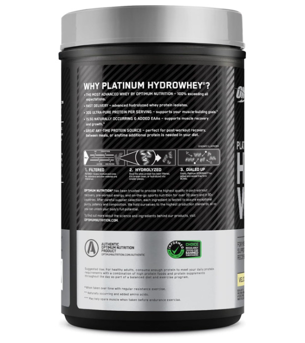 Optimum Nutrition Platinum Hydrowhey Protein Powder, Turbo Chocolate, 20 Serving