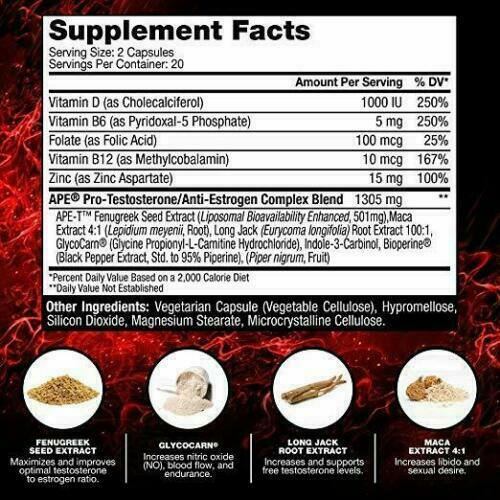 Athletic Edge APE Alpha Male Performance Enhancer Test Booster 40 caps SALE
