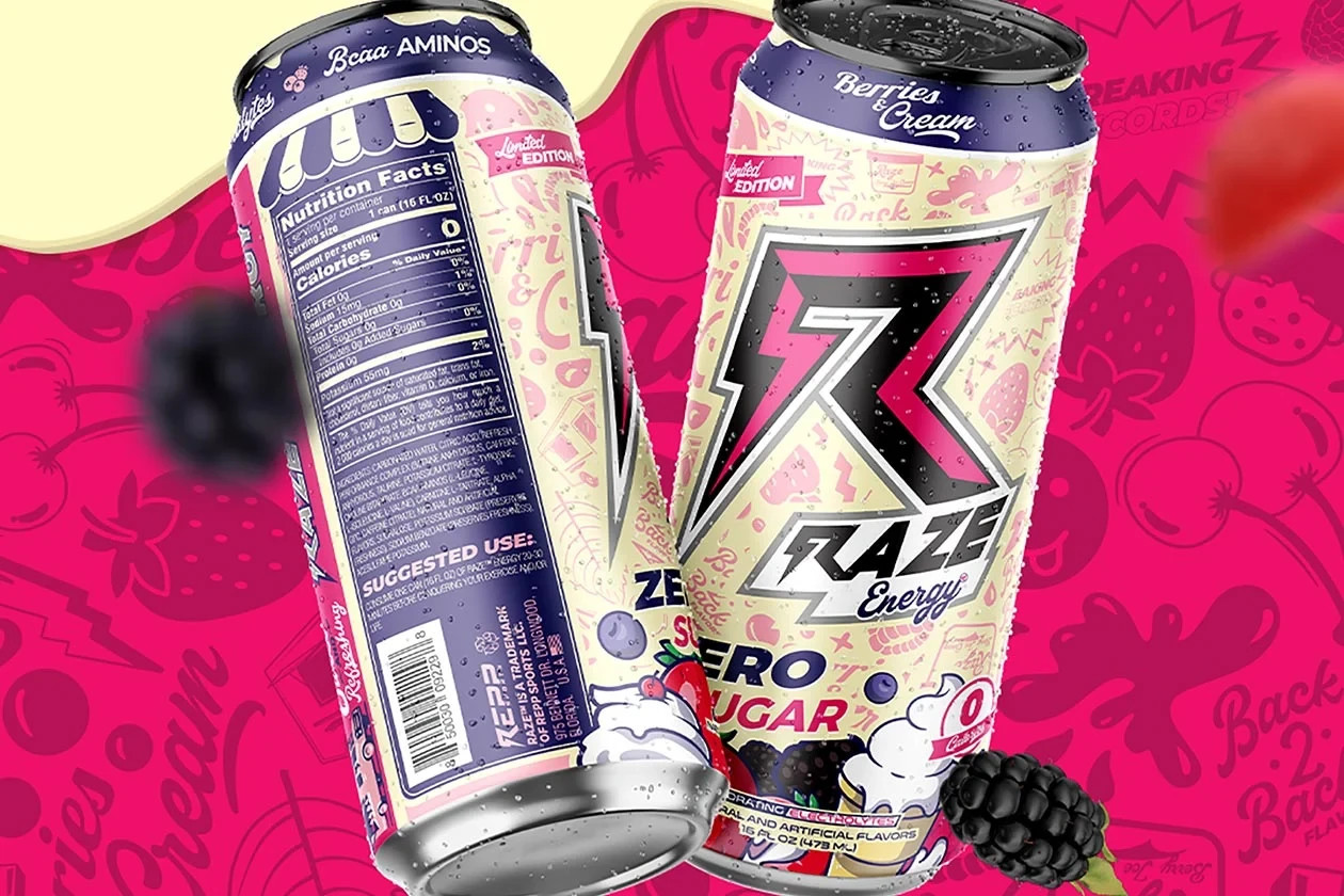 RAZE Energy Drink – 300mg Caffeine, Zero Sugar – Berries & Cream, 16oz (12 Cans)
