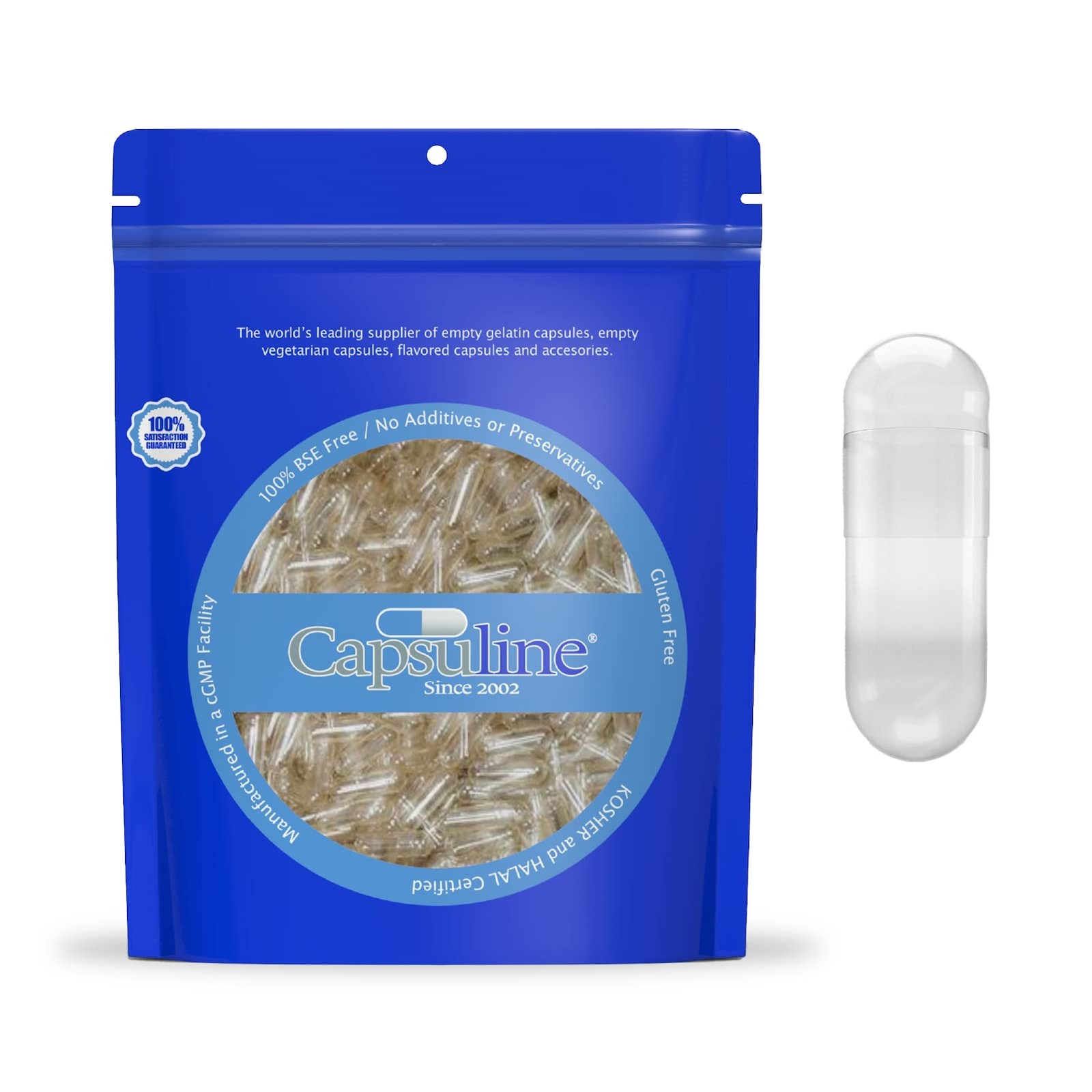 Capsuline Size 00 – Clear Empty Gelatin Capsules – 5000 Count – Empty Gel Pill