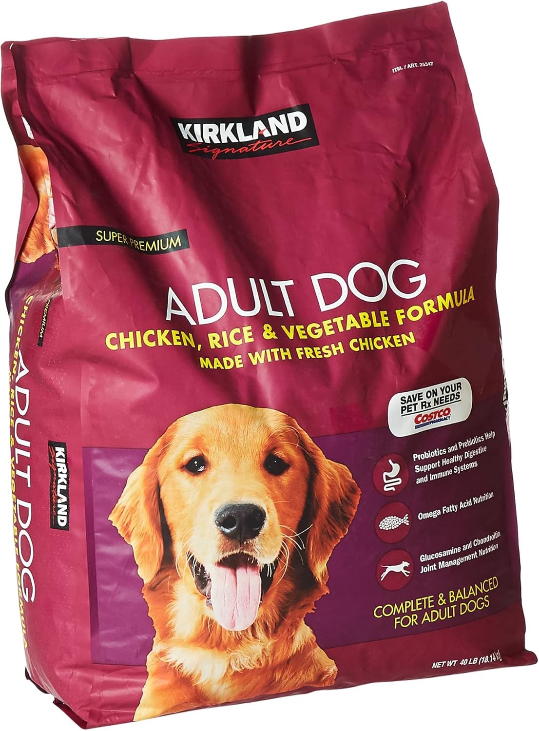 Kirkland Signature Adult Formula Chicken,Rice and Vegetable Dog Food 40 lb.