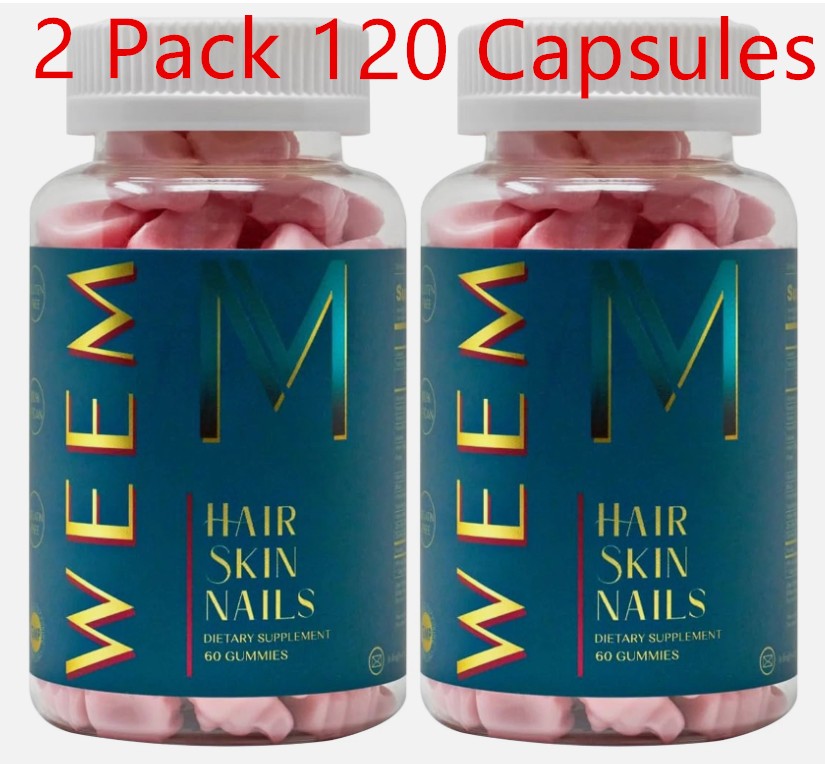 2Pack WEEM Hair Skin and Nails Gummies Supports Healthy Hair 60ct EXP 08/27