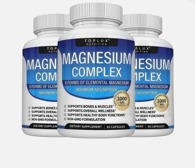 Toplux 3Pack Nutrition Magnesium Complex 1000mg Supports 8 Elemental Magnesium
