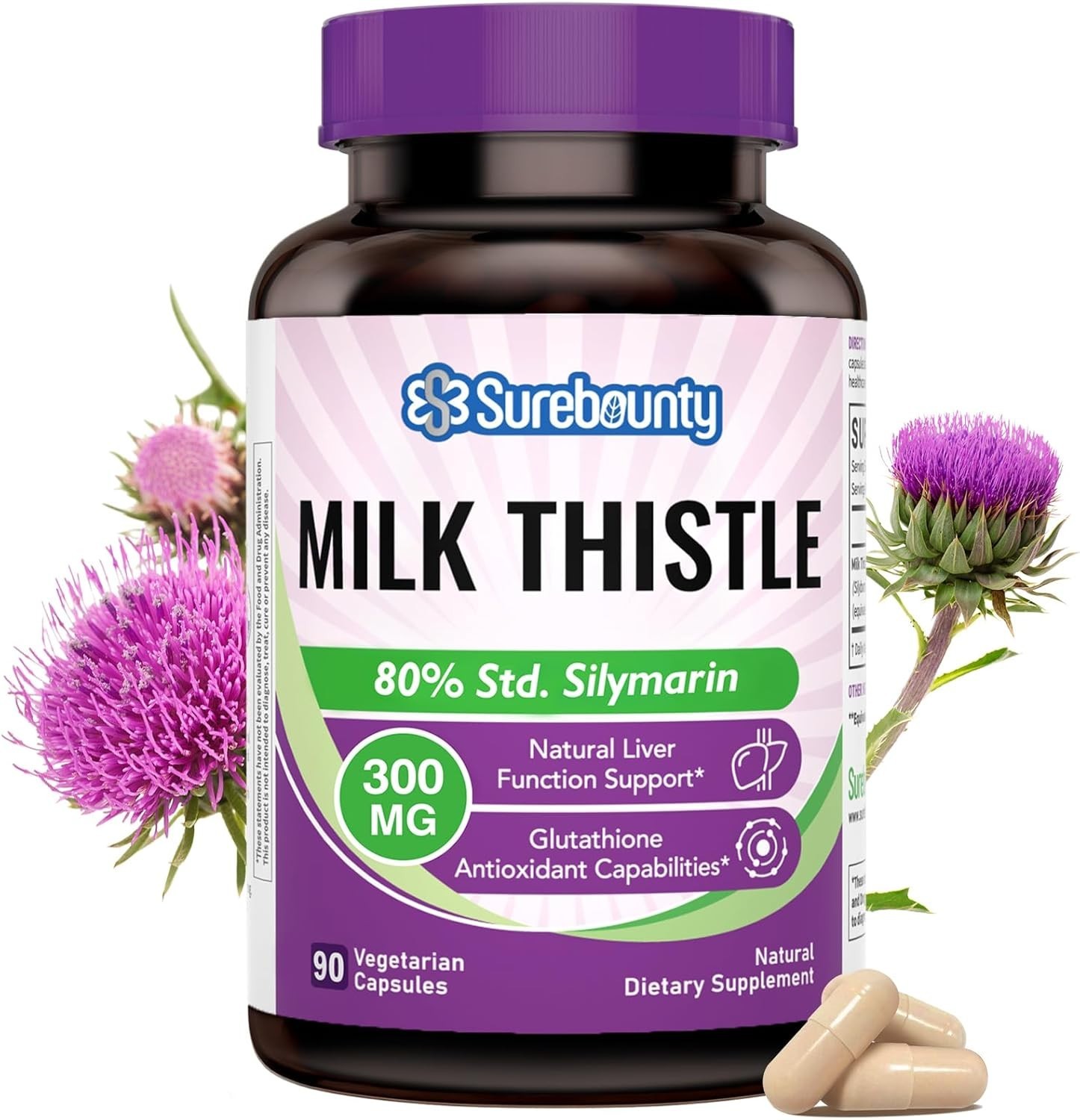 Milk Thistle, 300 mg, Concentrated Seed Extract with 80% Silymarin, Liver 90Caps