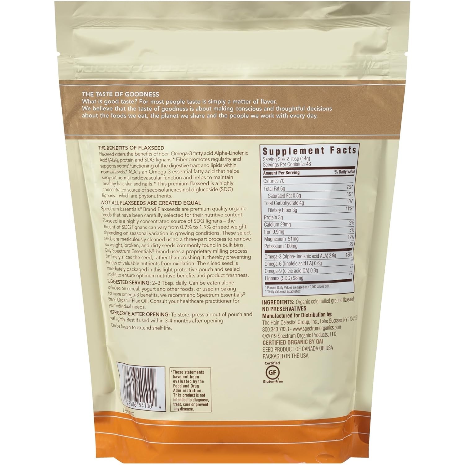 Essentials Organic Ground Flaxseed, Gluten-Free, 24 Oz – Nutty Flavor & Omega-3