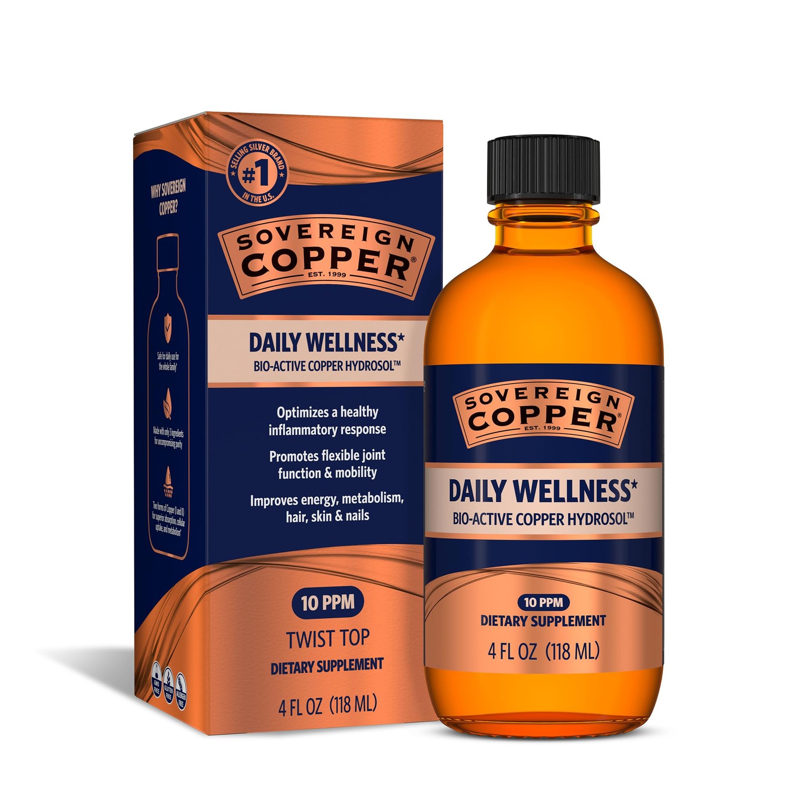 Sovereign Copper Bio-Active Hydrosol, 4 Fl Oz (Pack of 1), No Color
