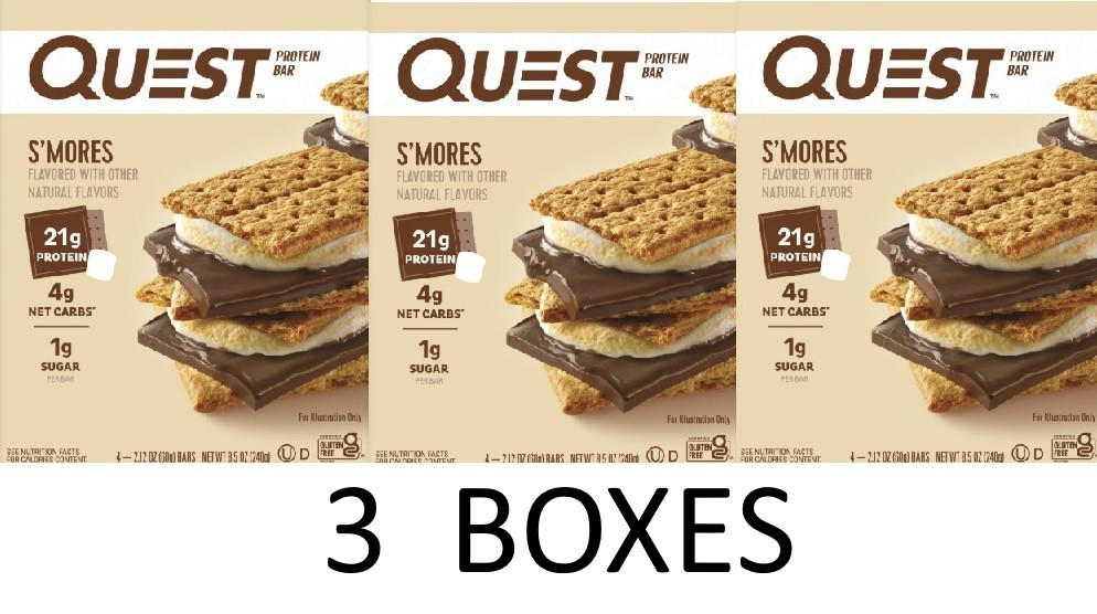 QUEST S’mores Protein Bars – 4 Bars in a Box – 3 BOXES