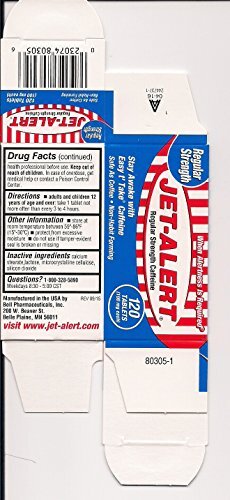 Jet Alert 100MG Each Caffeine Tablet 120 Count Each