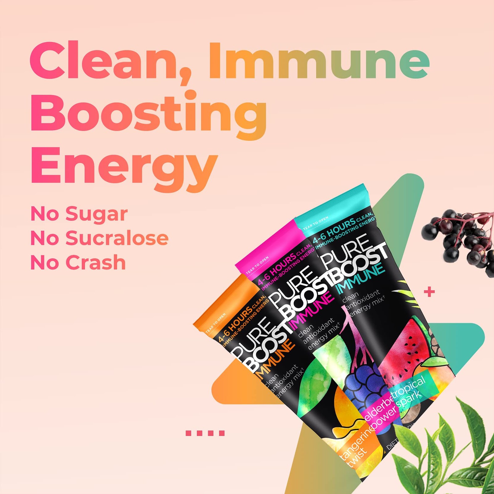 Pureboost SugarFree Immune Clean Energy Booster, Combo Pack 30 Count, Refresh…