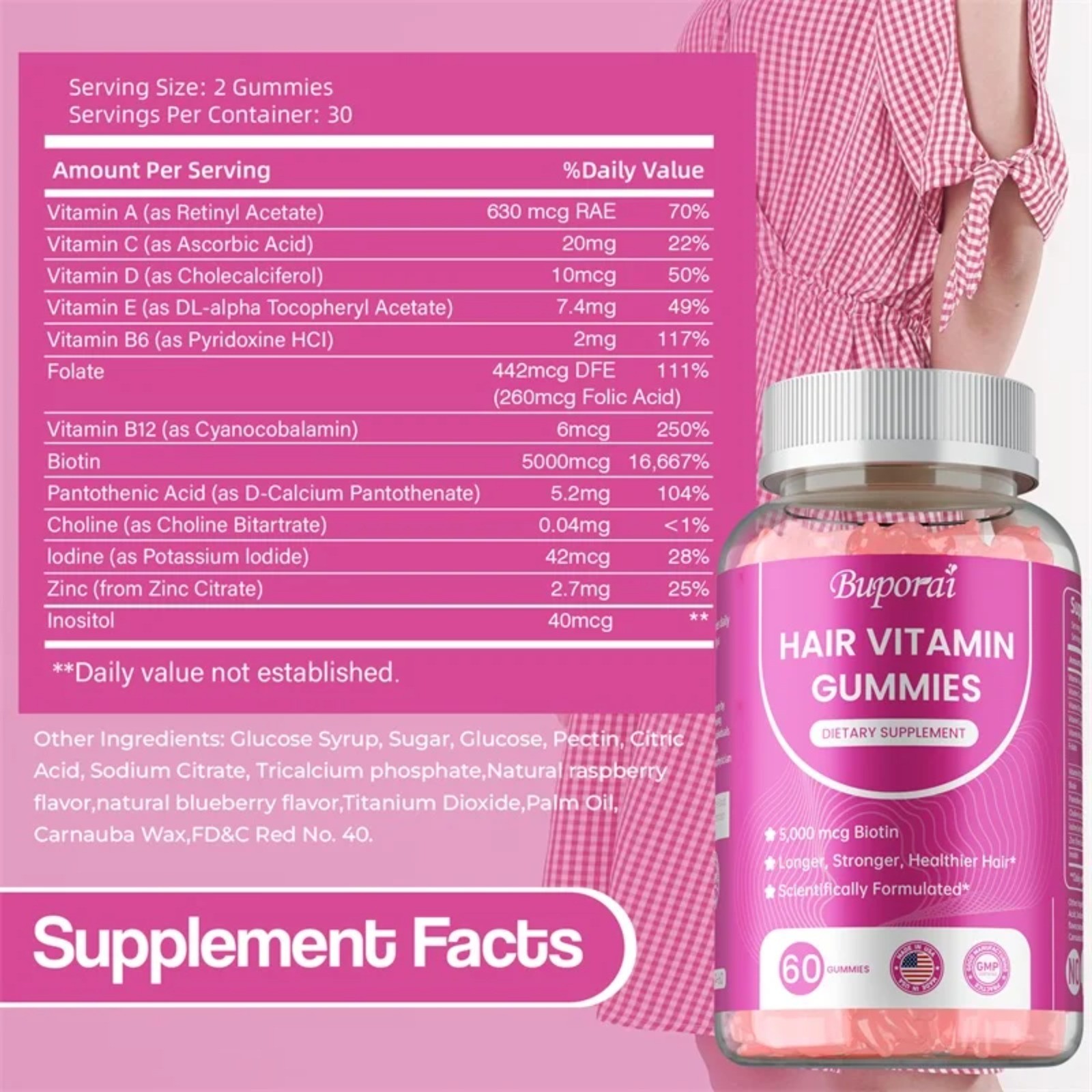 Hair Vitamin 60pcs – Skin &Nails Health, Promotes Thicker &Healthier Hair Growth