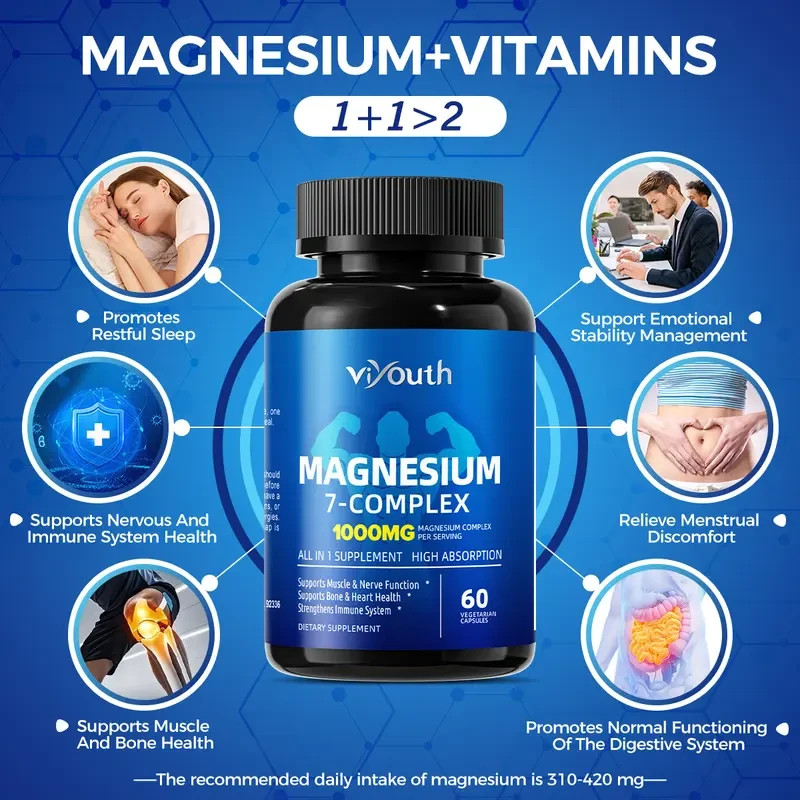 USA 1000mg Magnesium Zinc Tablets Cortisol Balance Digestive & Sleep Support
